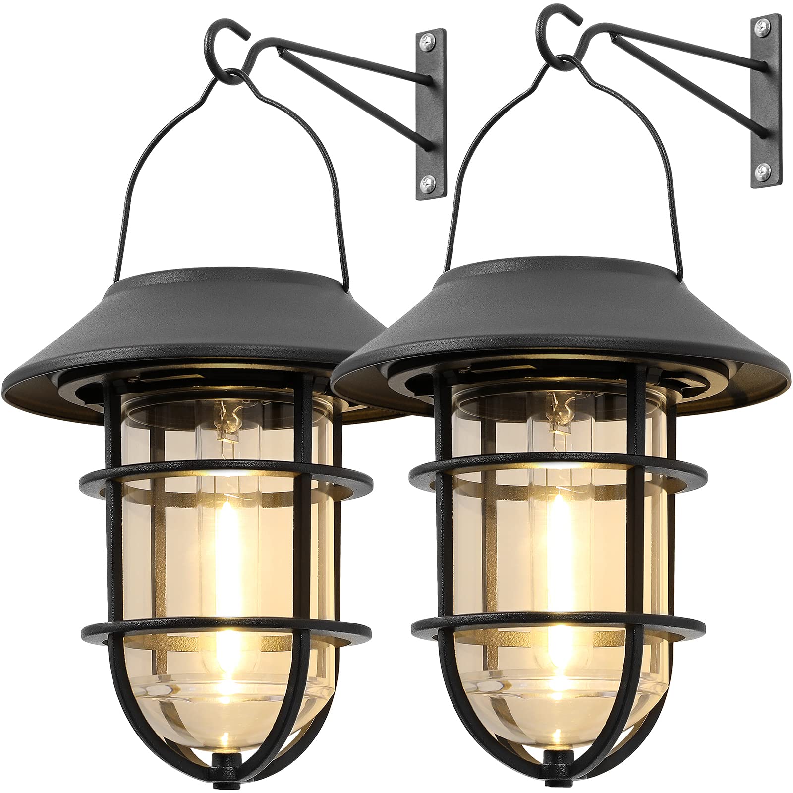 Derynome upgraded solar wall lantern on front porch casting warm ambient light for welcoming evenings