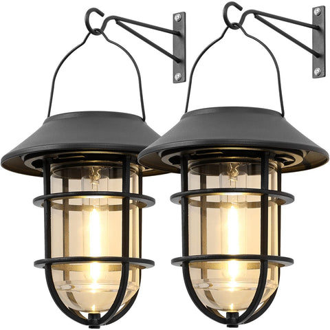 Derynome upgraded solar wall lantern on front porch casting warm ambient light for welcoming evenings