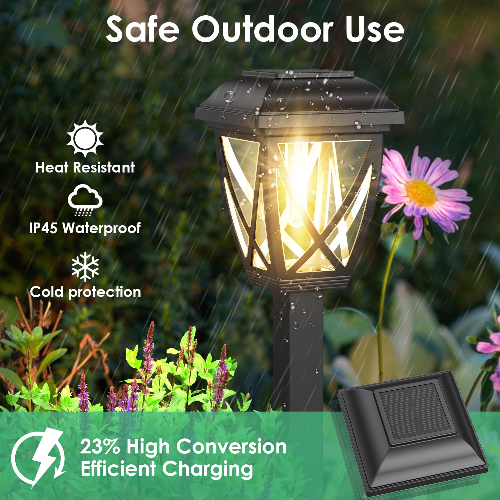 Derynome waterproof solar garden lights 10-pack withstand rain and snow.