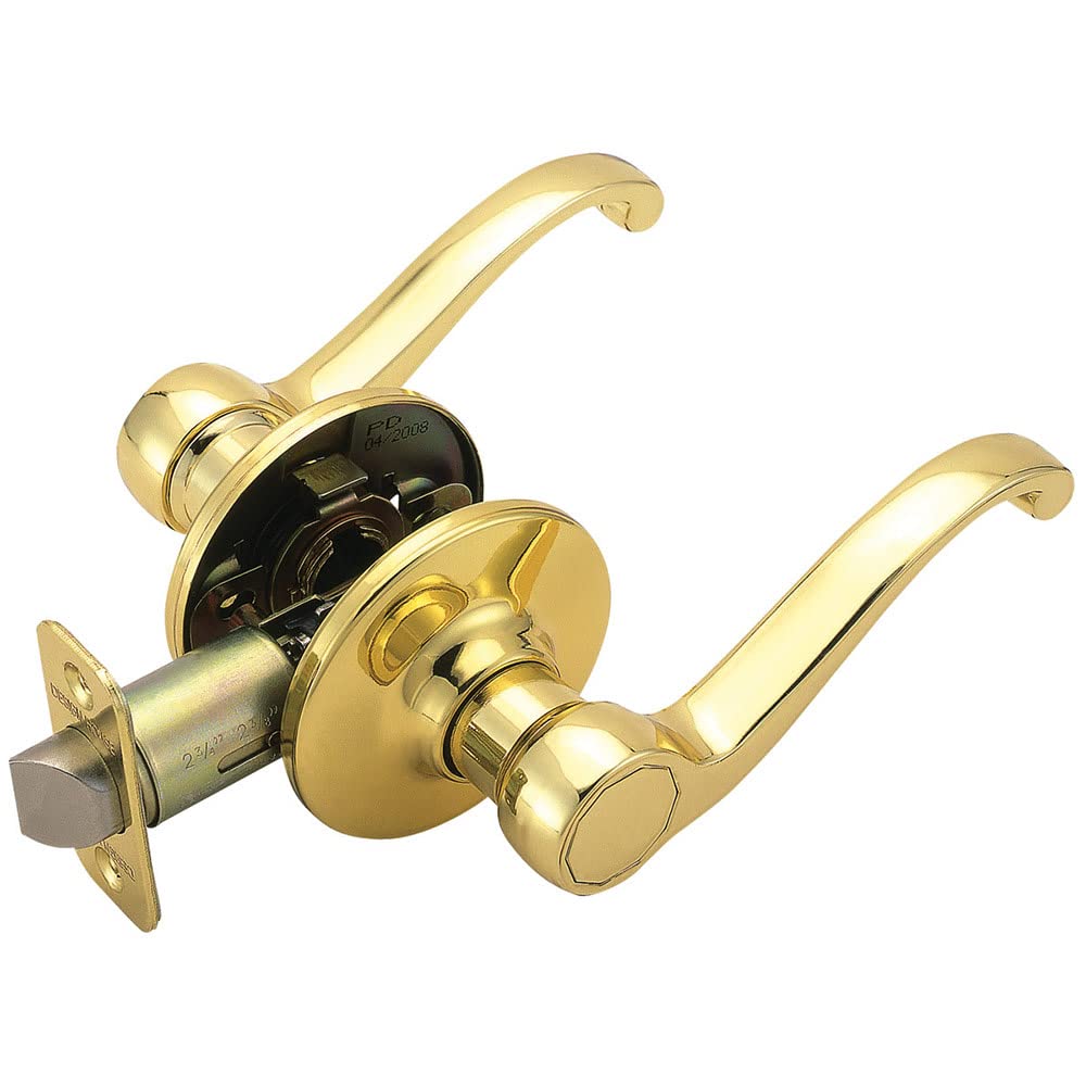 Design House Scroll Passage Lever in polished brass for easy interior door operation