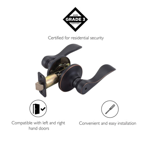 Design House Springdale privacy lever bronze faceplate closeup with radius corners.