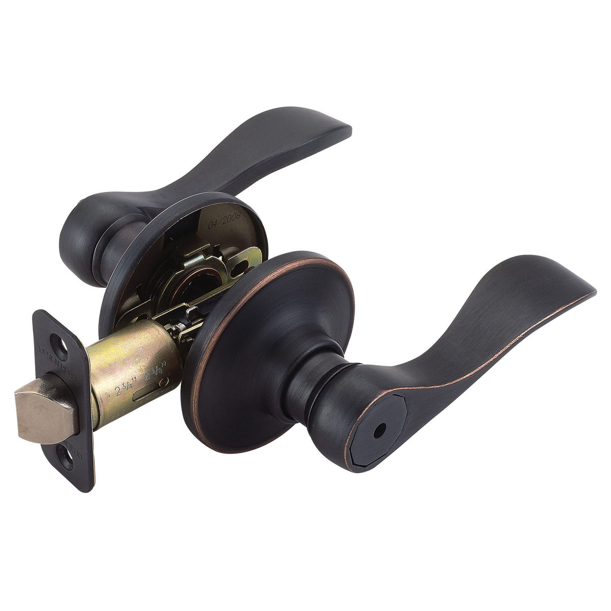 Design House Springdale privacy lever bronze front view for bathroom and bedroom privacy.
