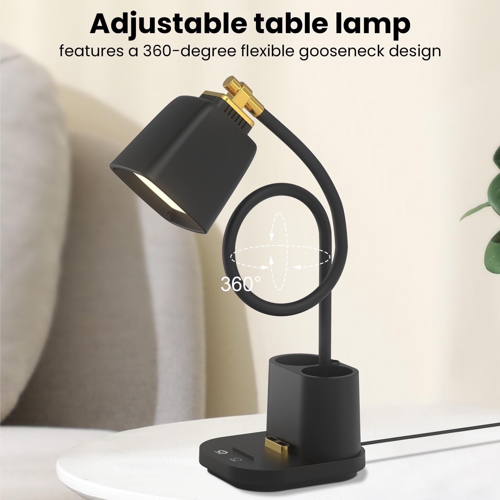 Desk Lamp with pen holder keeps your desk organized.