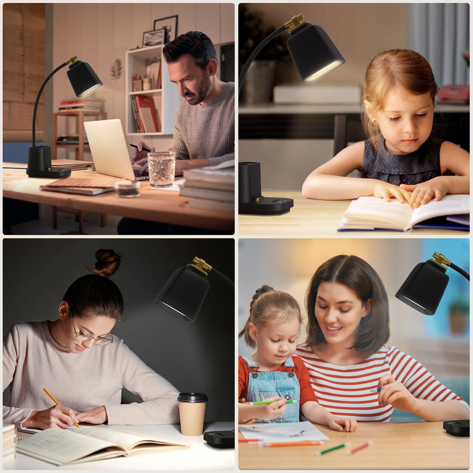Desk Lamp with soft LED illumination for comfortable evenings.