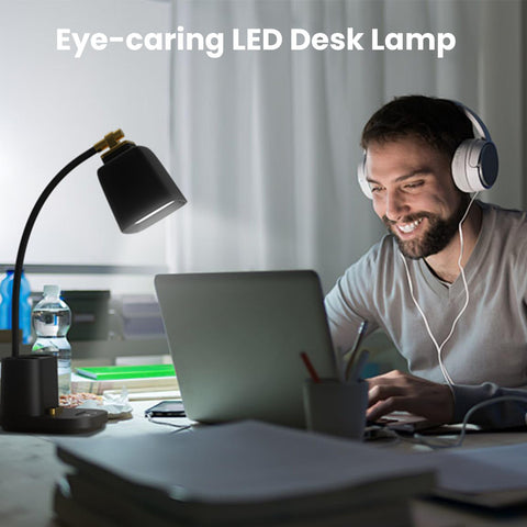 Desk Lamp tilt-adjustable for ergonomic desk placement.