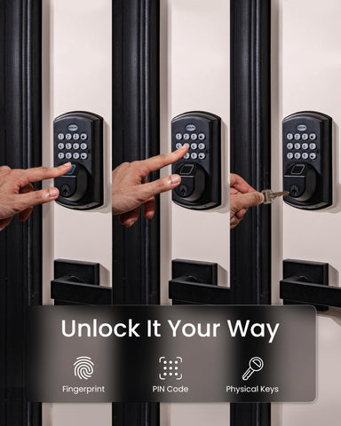 DESLOC A100F quick-unlock with fingerprint and PIN for versatile entry.