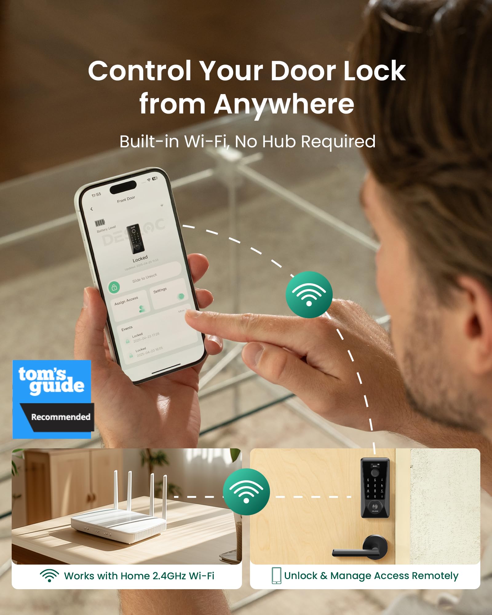 DESLOC D110 Plus touchscreen keypad close-up highlights intuitive PIN entry for quick access