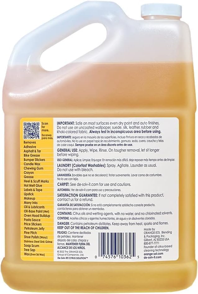 De-Solv-It Citrus Solution gallon pour demonstrates easy, controlled application for cleaning.