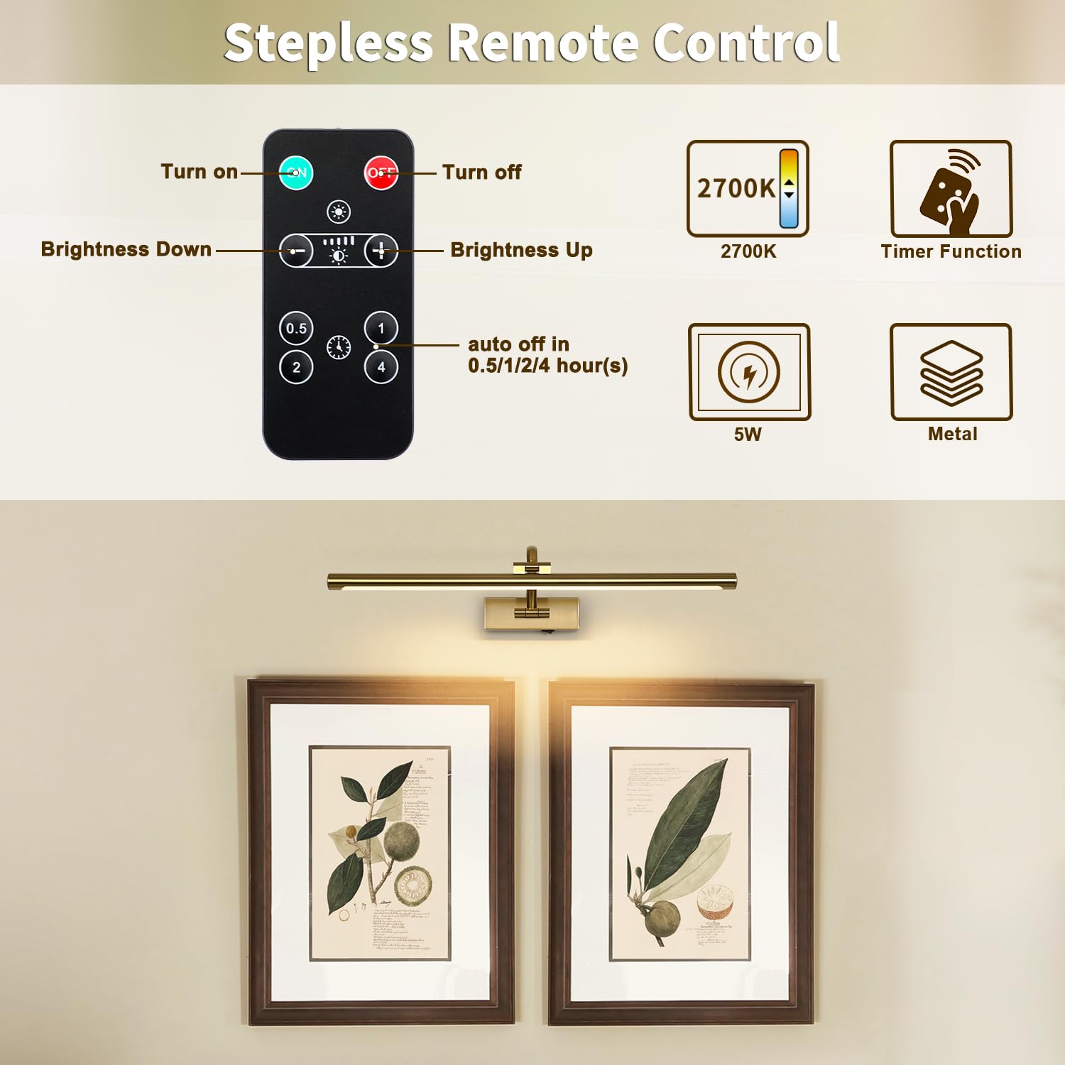 DESOOP rechargeable picture light with 10000mAh battery for hassle-free maintenance