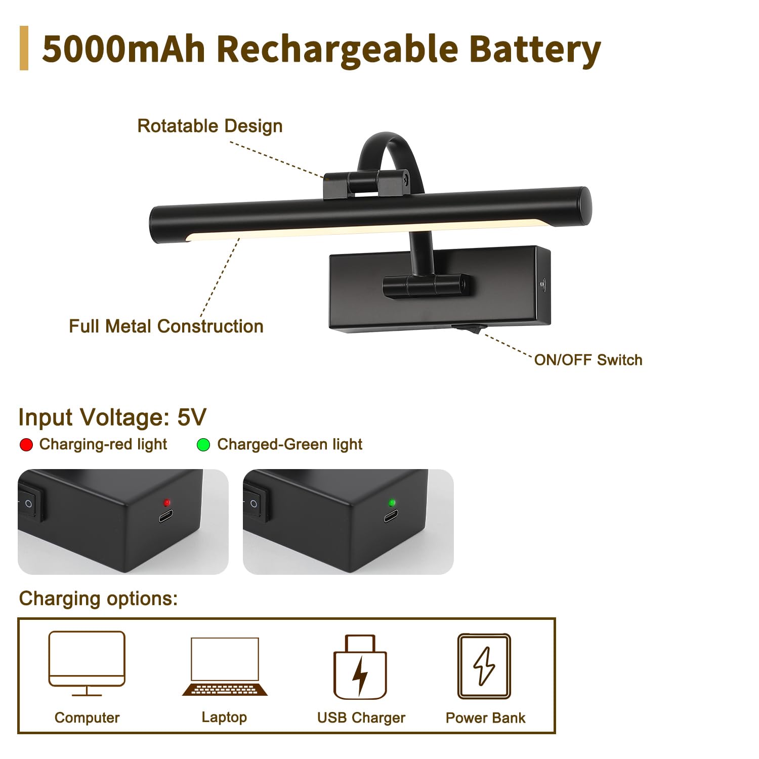 DESOOP 270° rotatable head directs light precisely on artwork
