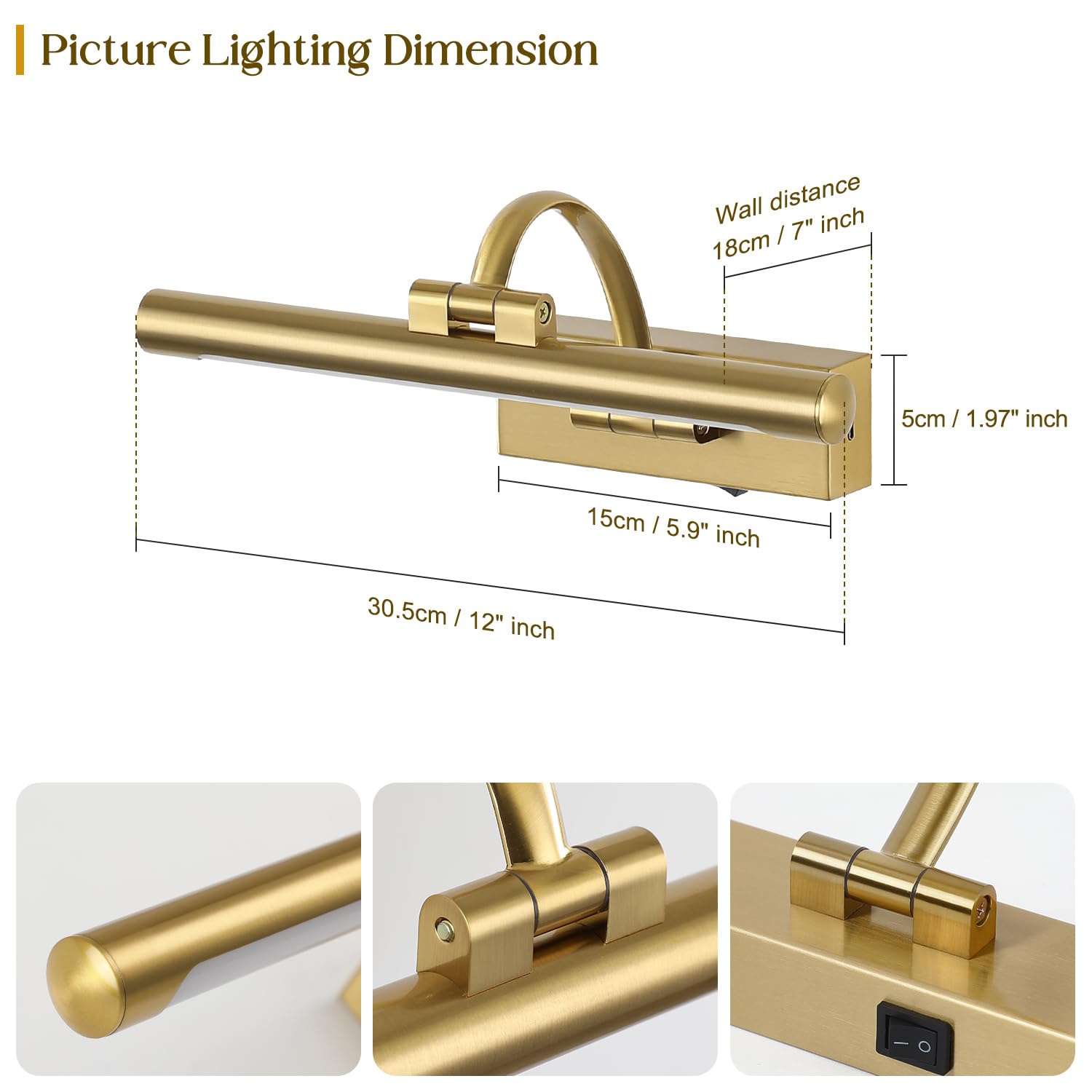 DESOOP 12-inch brass lamp provides wireless convenience with USB-C charging.