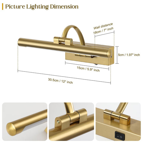 DESOOP 12-inch brass lamp provides wireless convenience with USB-C charging.