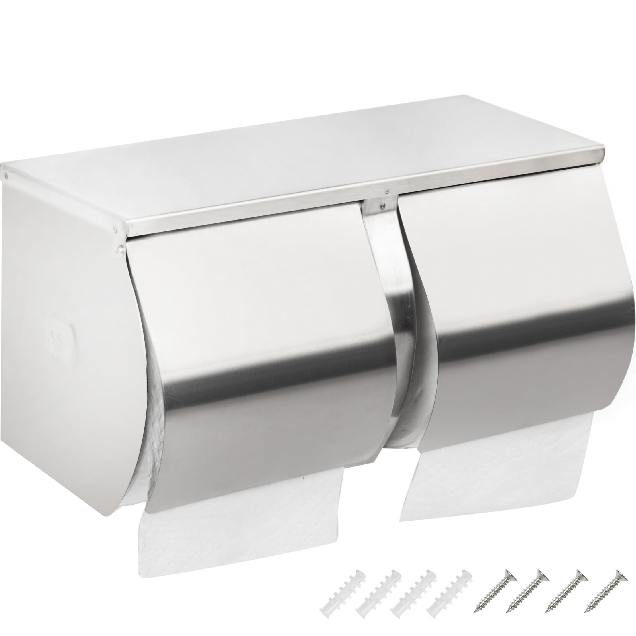 Desyeryamimi double-roll holder with brushed finish for two rolls in busy bathrooms.