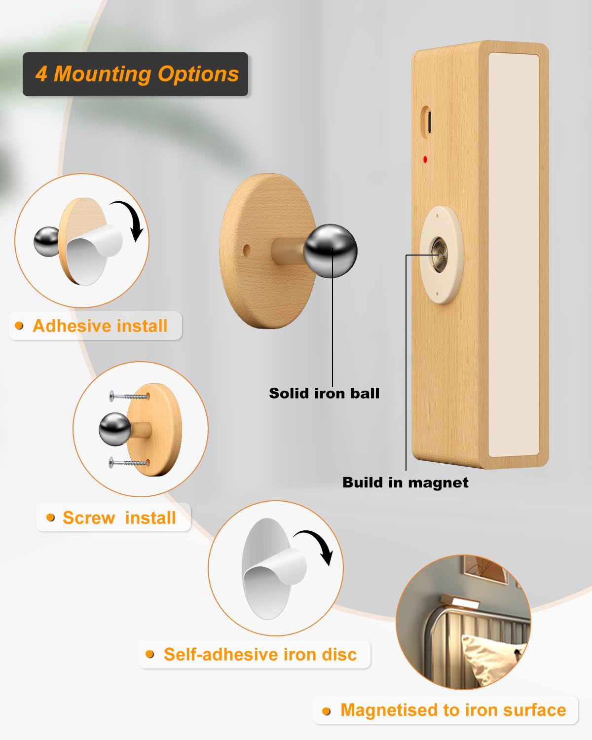 DetarZinLED peel-and-stick install makes renter-friendly mounting simple.