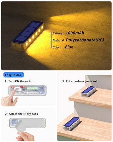 DetarZinLED solar step light along a walkway guiding nighttime foot traffic