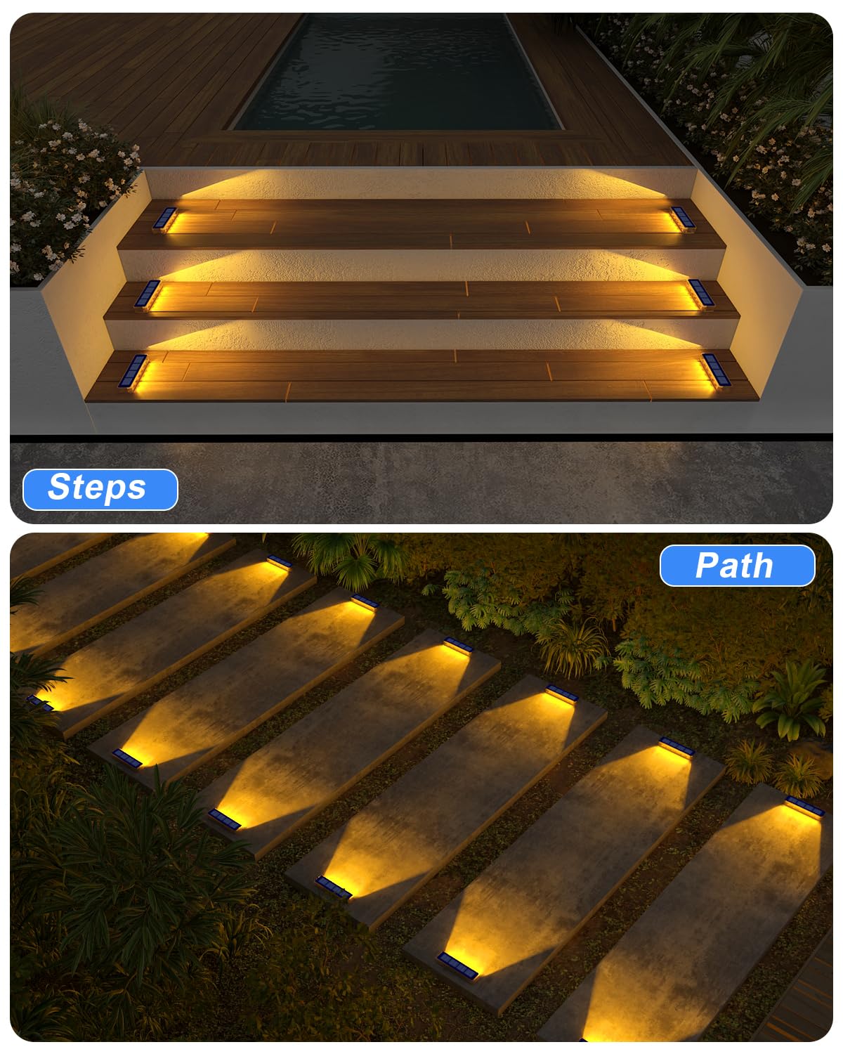 DetarZinLED solar step light waterproof housing withstands rain and humidity