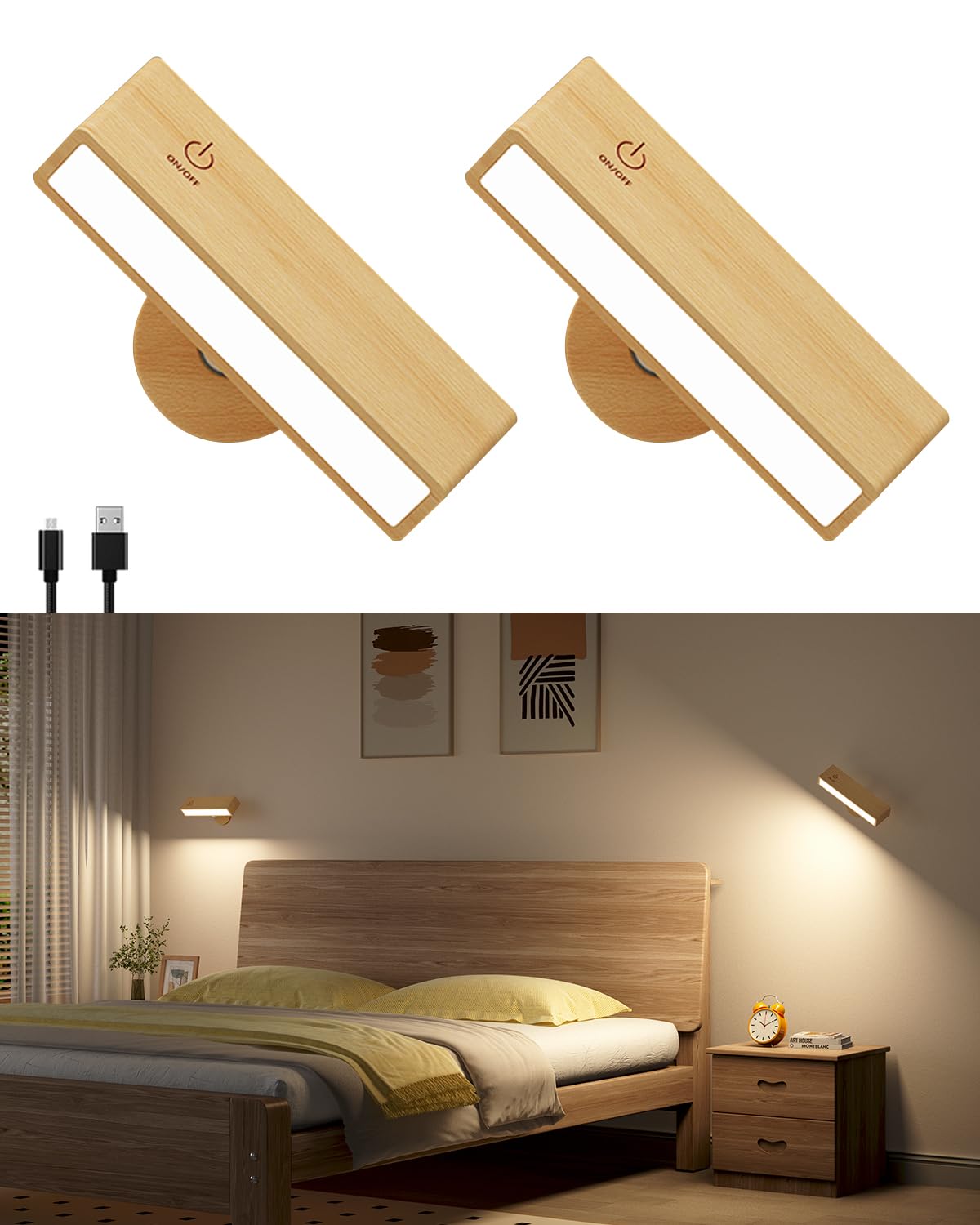 DetarZinLED wood aesthetic sconce with warm ambient lighting.