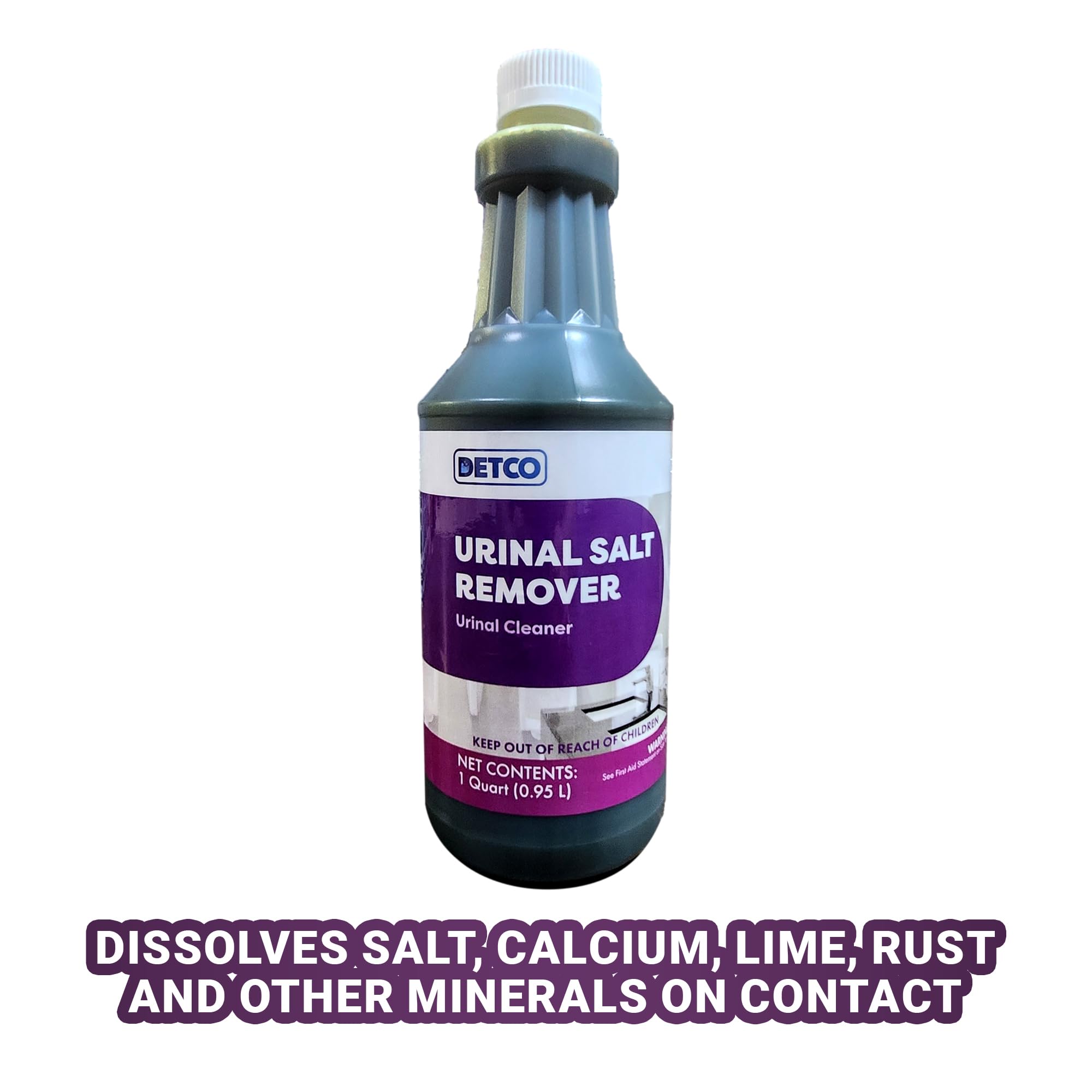 Detco Urinal Salt Remover pour spout enables safe, controlled application.