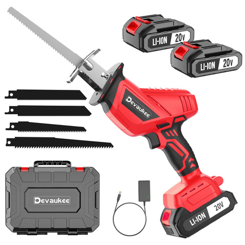 Devaukee cordless reciprocating saw front view for precise DIY cuts.