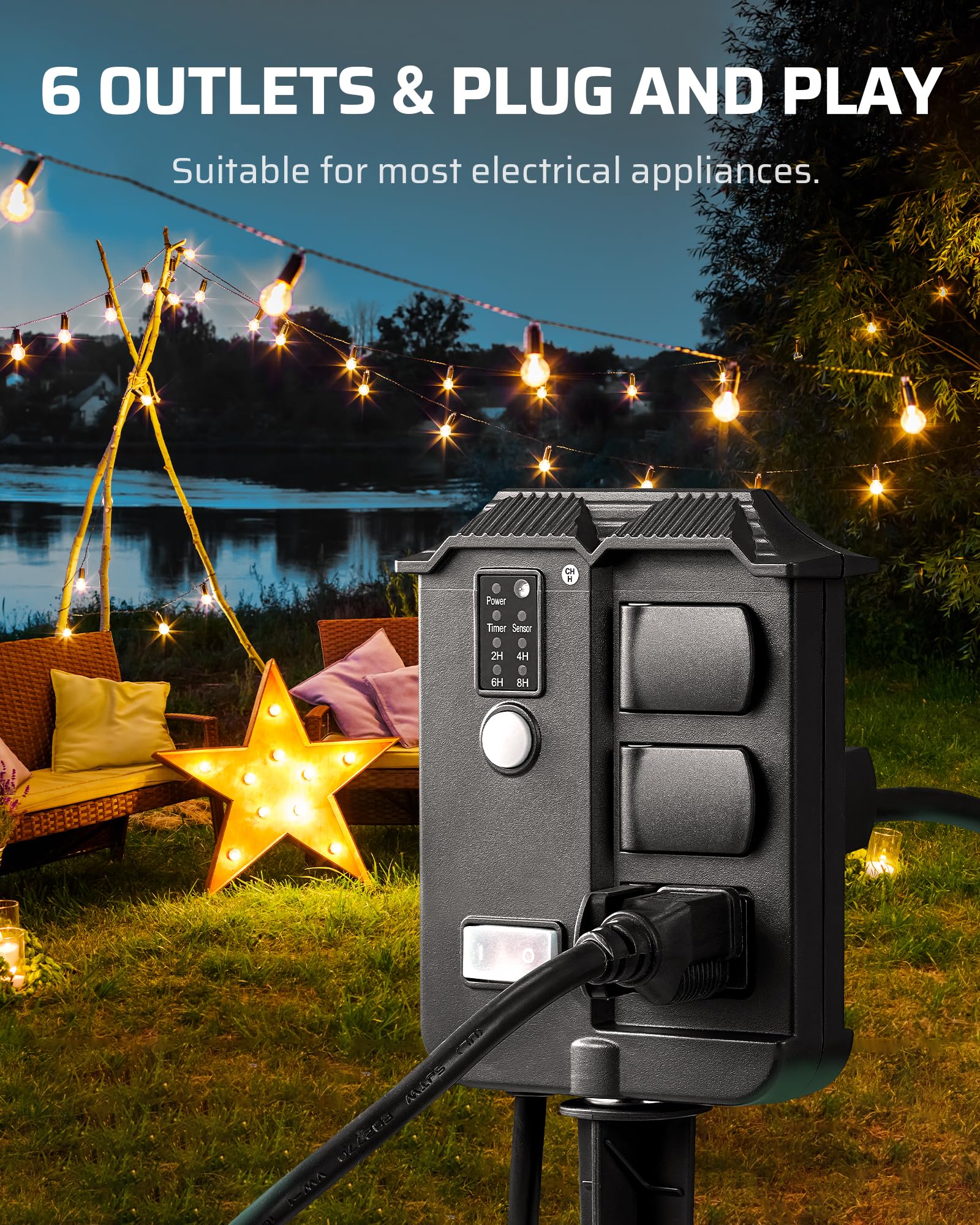 DEWENWILS 100ft wireless remote lets you control lights from indoors.