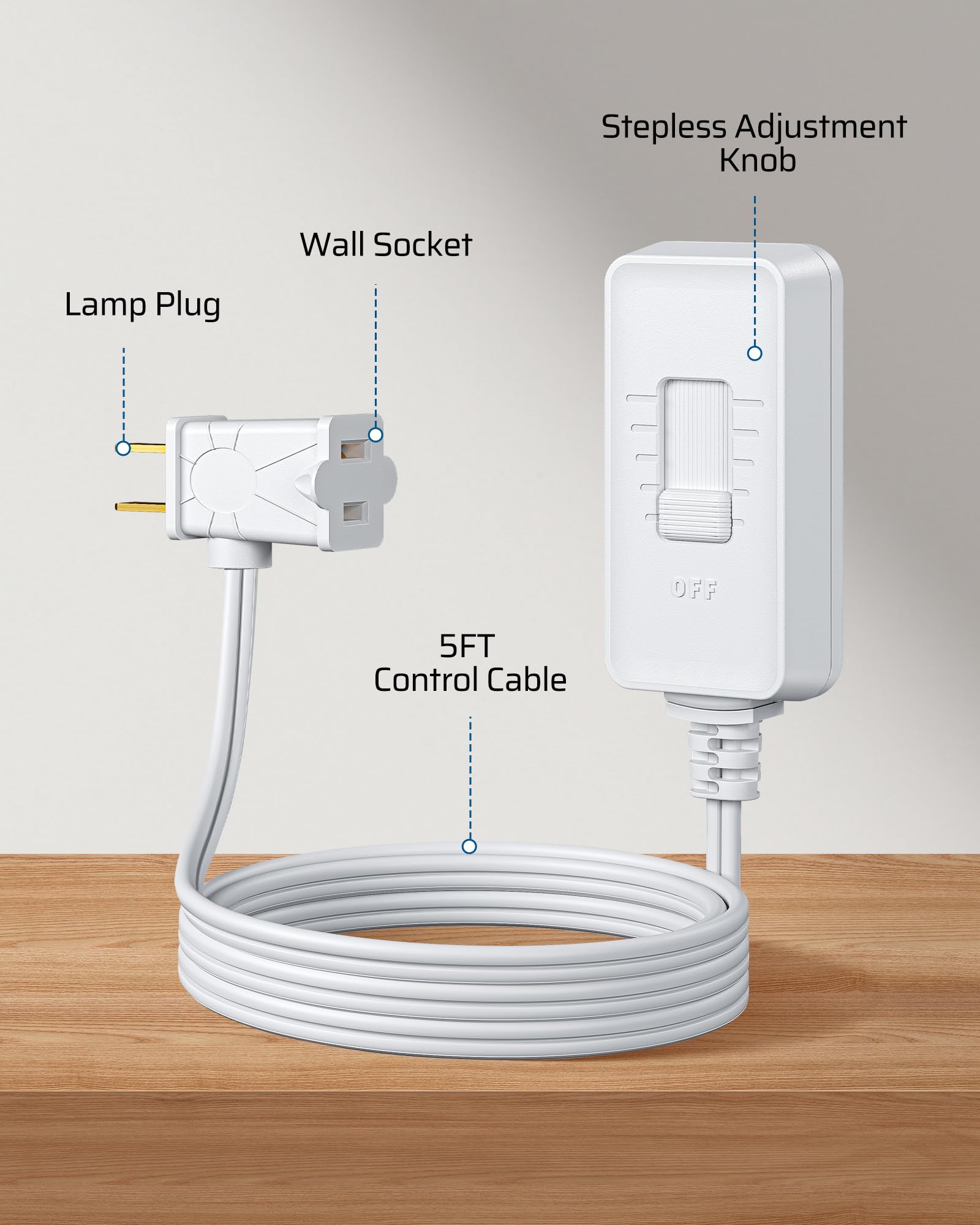 DEWENWILS incandescent-dimmer adjusts warm bedside lighting.