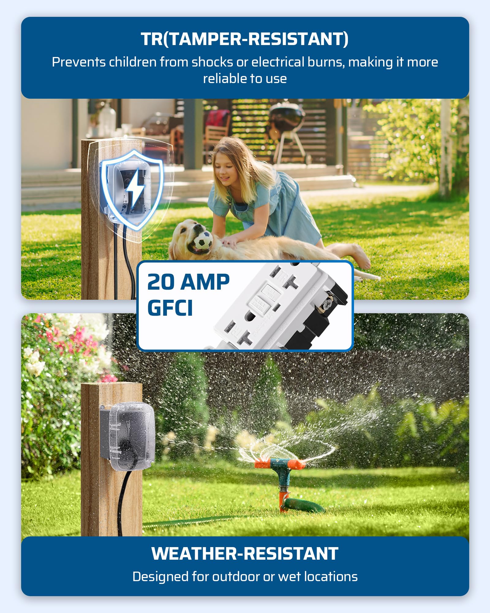 DEWENWILS outdoor outlet ideal for garden and yard use with safe access