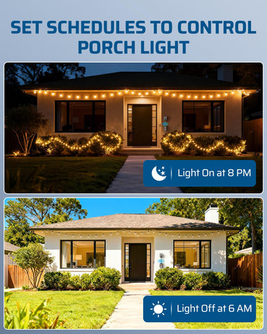 Outdoor lighting scenarios with string lights and landscape accents