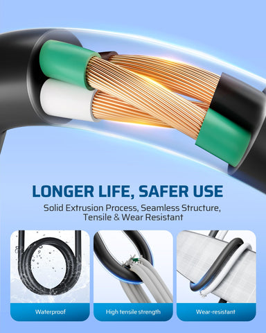DEWENWILS weatherproof extension cord for easy storage.