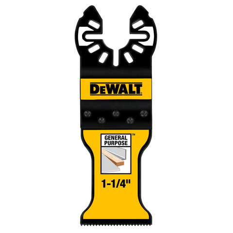 DEWALT 1-1/4-inch titanium oscillating blade cutting wood with nails for tough jobs