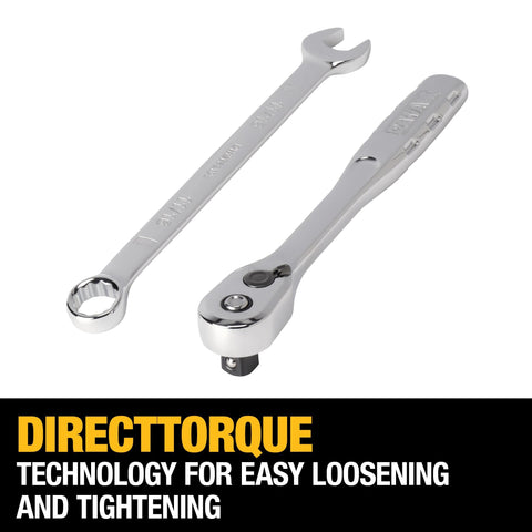 DEWALT 1/4 drive sockets in SAE and metric enable quick, versatile repairs.