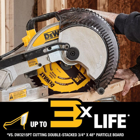 DEWALT finish blade ready for fine cuts in trim and cabinetry