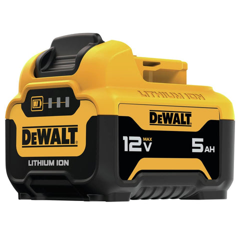 Battery connected to a 12V MAX tool illustrating extended runtime scenarios