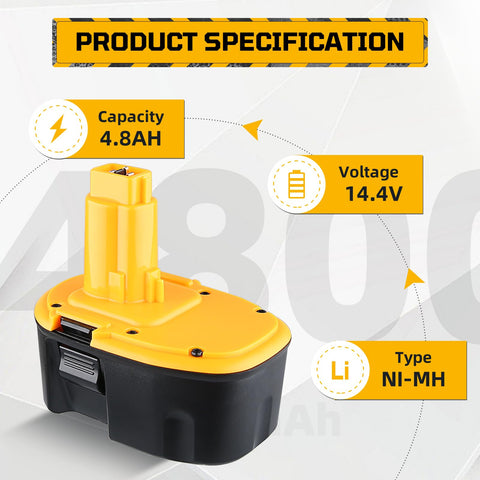 Dewalt 14.4V Ni-MH replacement battery offers longer runtime and quick swaps.