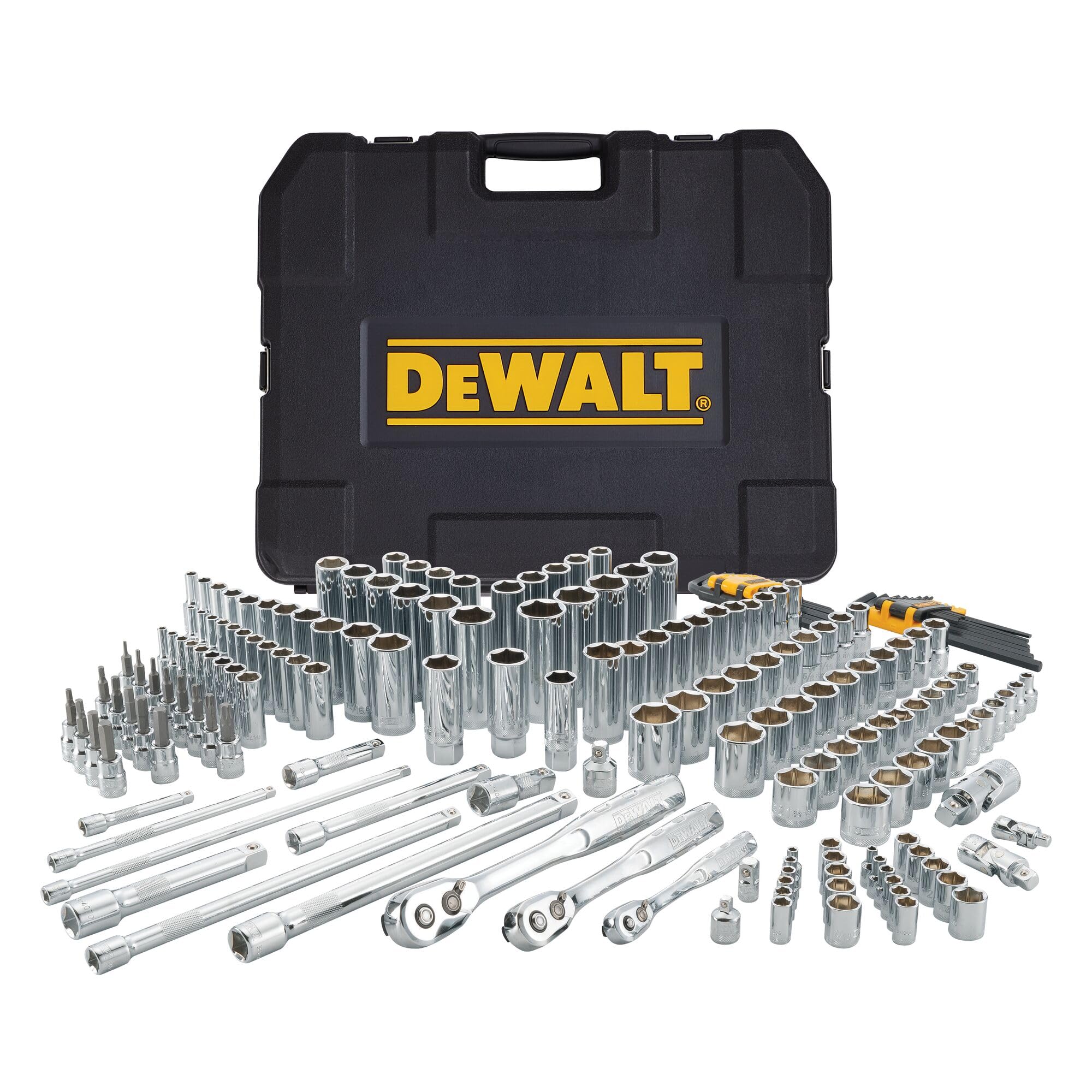DEWALT 192-piece mechanics tool set in a tough case for on-site and workshop use.