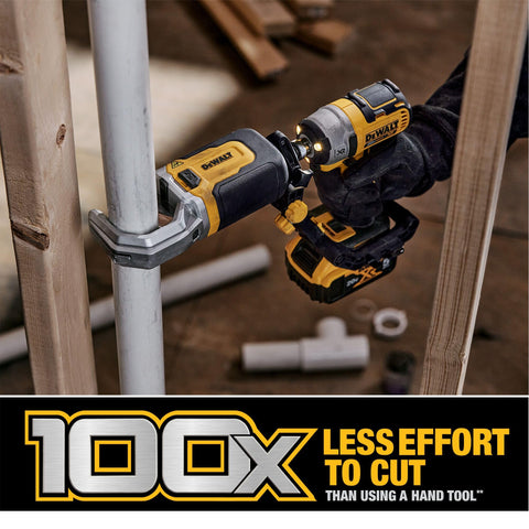 DEWALT 2 inch cut capacity handles PVC PEX in one pass