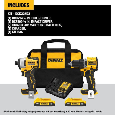 DEWALT 20V MAX 2-KIT battery and chuck detail for reliability