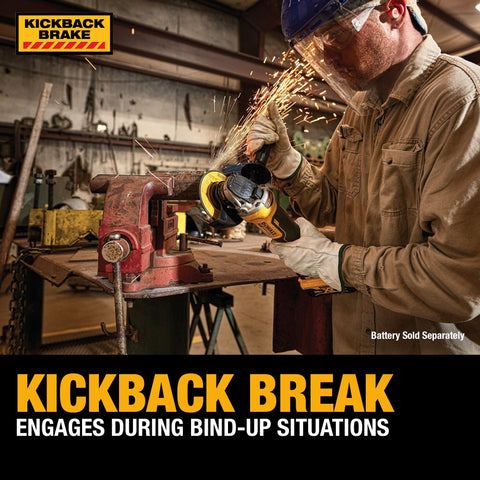 DEWALT E-Switch protection enables safe restart after power interruption.