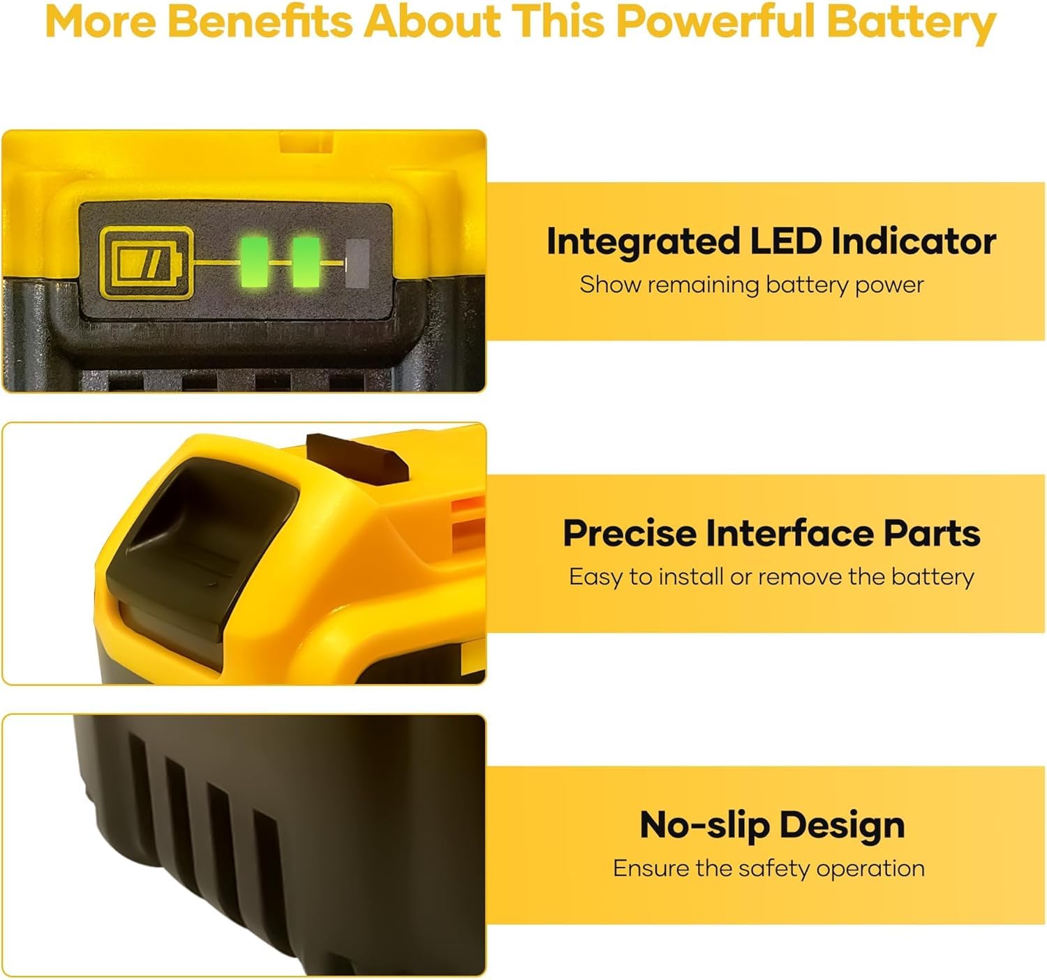 Dewalt 20V Max 2-pack compatibility label highlights broad tool support.