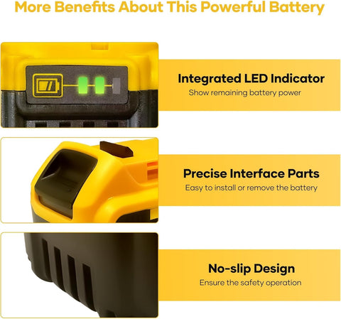 Dewalt 20V Max 2-pack compatibility label highlights broad tool support.