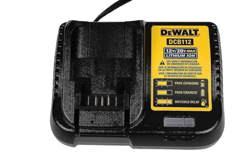 DEWALT DCB112 front view charger for 20V MAX batteries, compact charging solution.