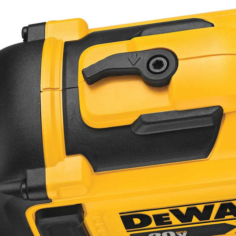 DeWalt 20V Max battery-powered roofing nailer ready for cordless use