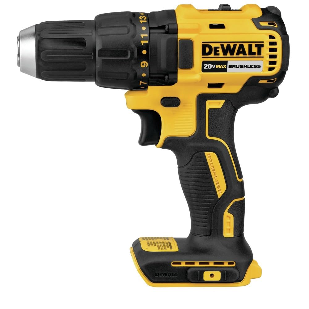 DEWALT DCD777B LED light on demonstrates visibility in dark or confined areas