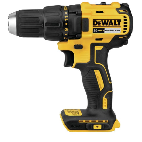 DEWALT DCD777B LED light on demonstrates visibility in dark or confined areas