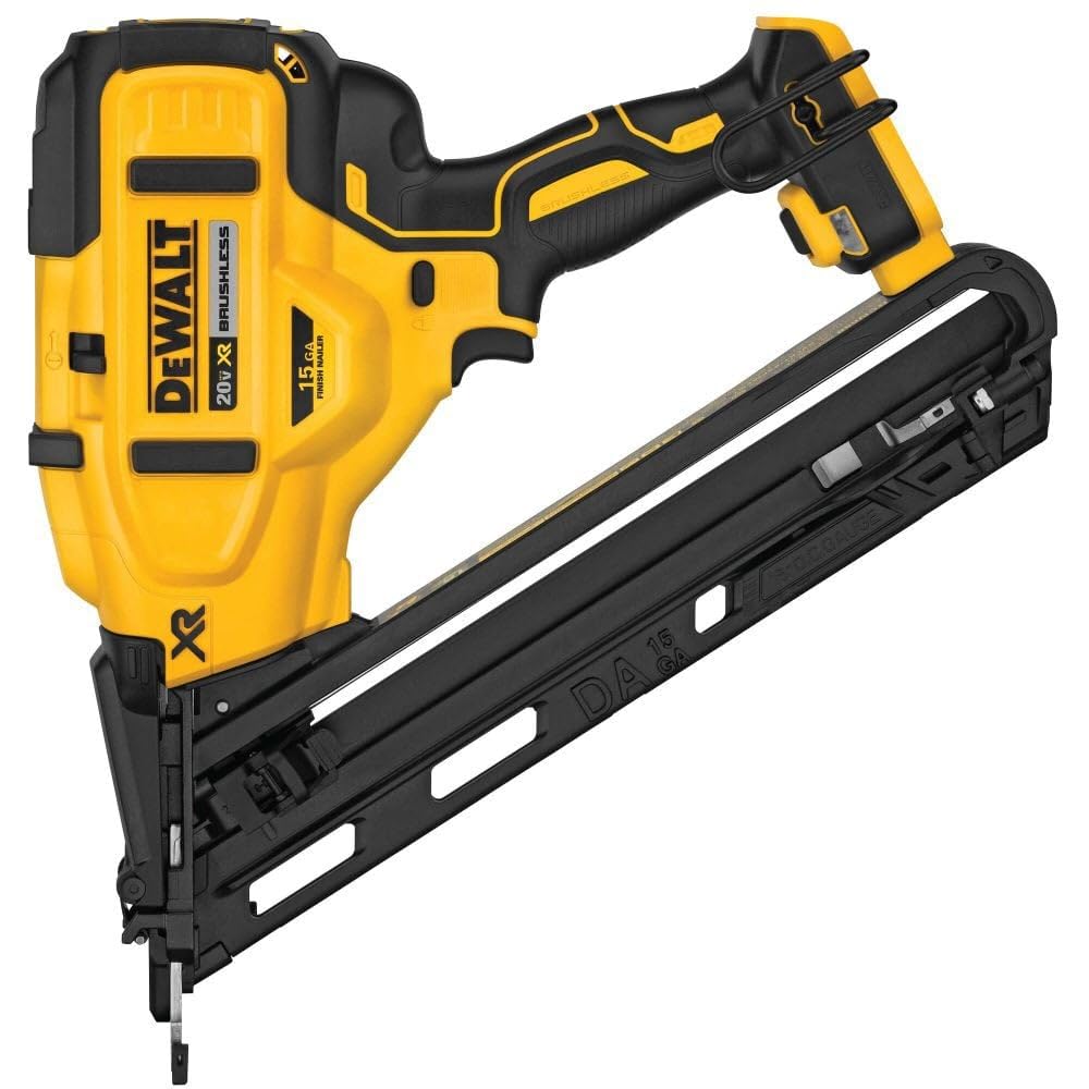 DEWALT 20V Max finish nailer, angled 15ga, cordless for precise molding and trim
