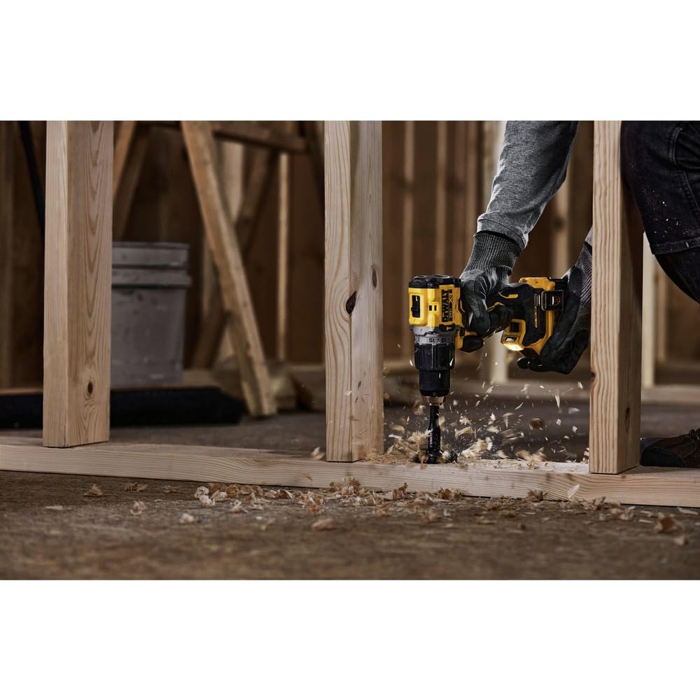Belt hook keeps the drill within reach on site.