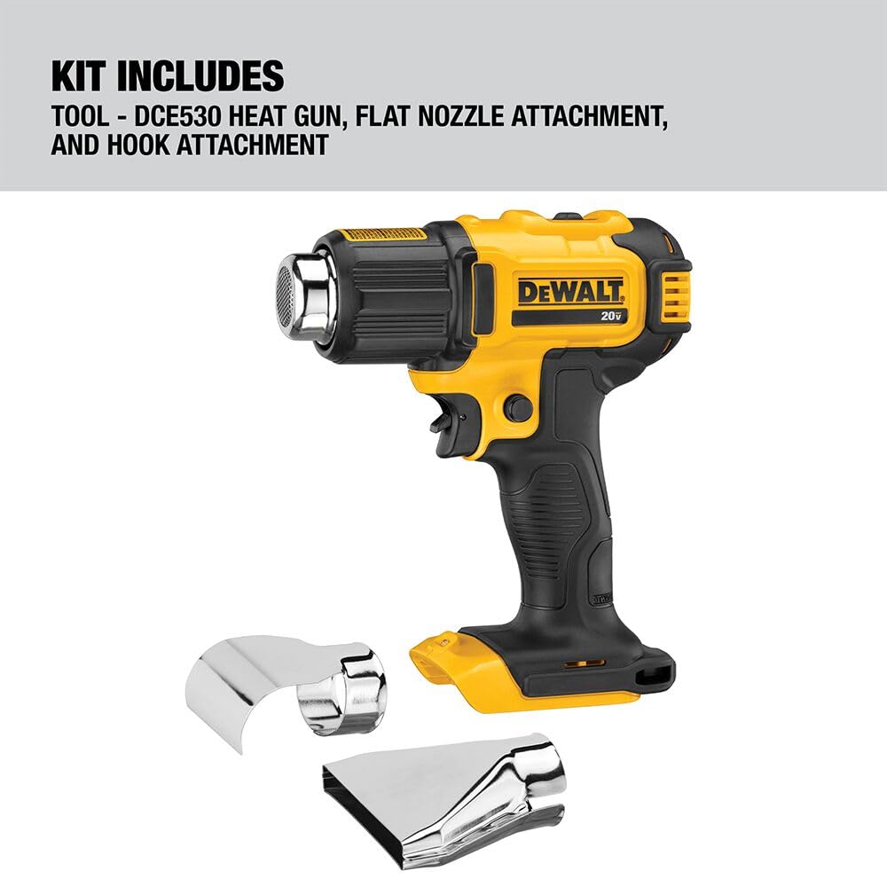 Battery sold separately supports cordless DEWALT heat gun use.