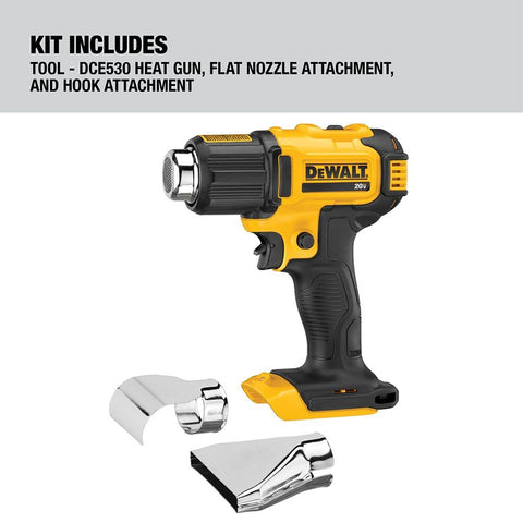 Battery sold separately supports cordless DEWALT heat gun use.
