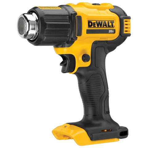 LED-lit DEWALT heat gun brightens work areas for precise heating.