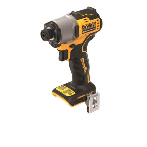 DEWALT 20V MAX impact driver 3-LED work light aids visibility in dim spaces.