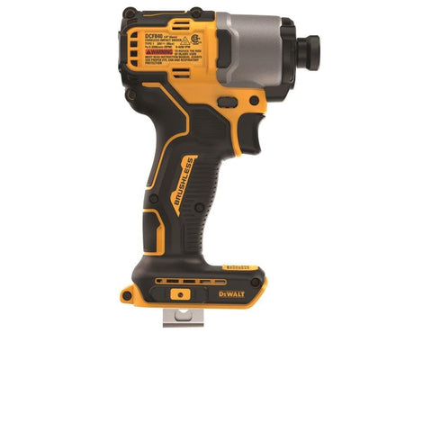 DEWALT 20V MAX impact driver tool-only packaging emphasizes battery purchase separately.